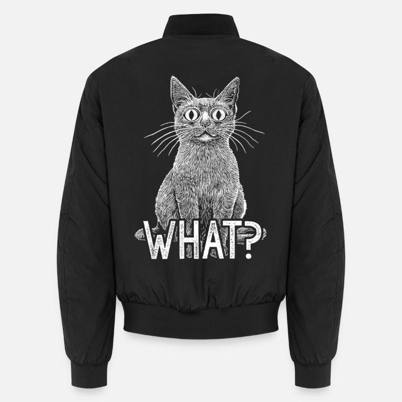 Cat What Funny White Cat with Intense Horror Stare Unisex Bomber Jacket