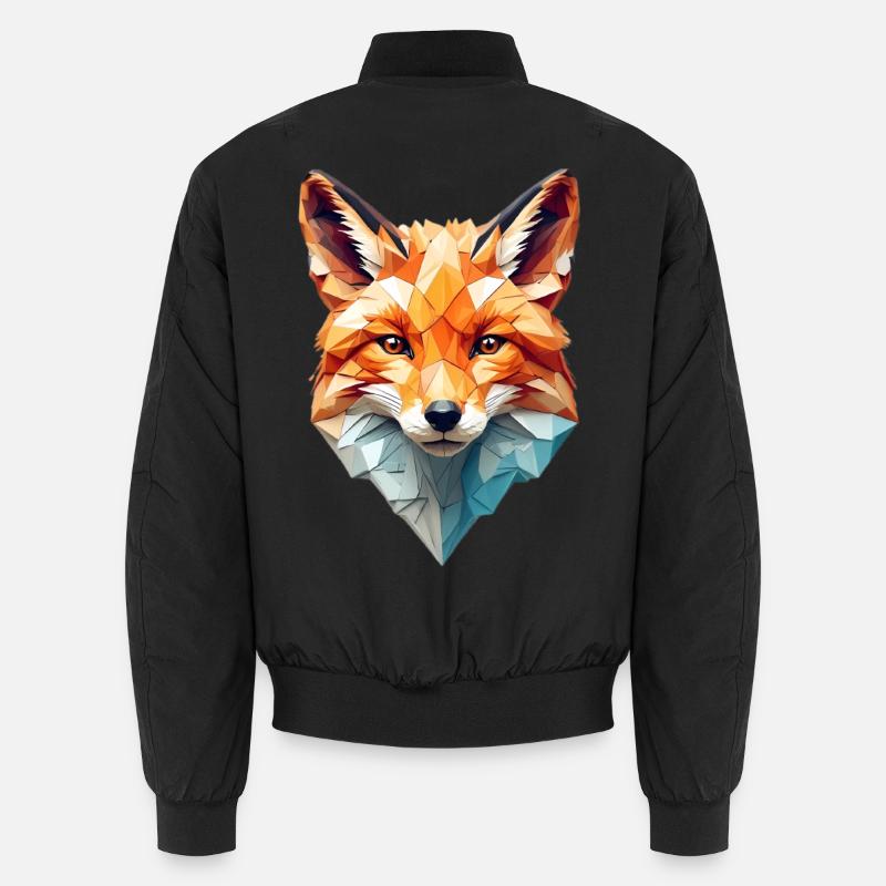 Geometric fox head - Unisex Bomber Jacket - black