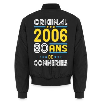 Original – 2006 – 20 Jahre - Unisex Bomberjacke - Schwarz - Hinten - AI Model Male 185 light (185cm)