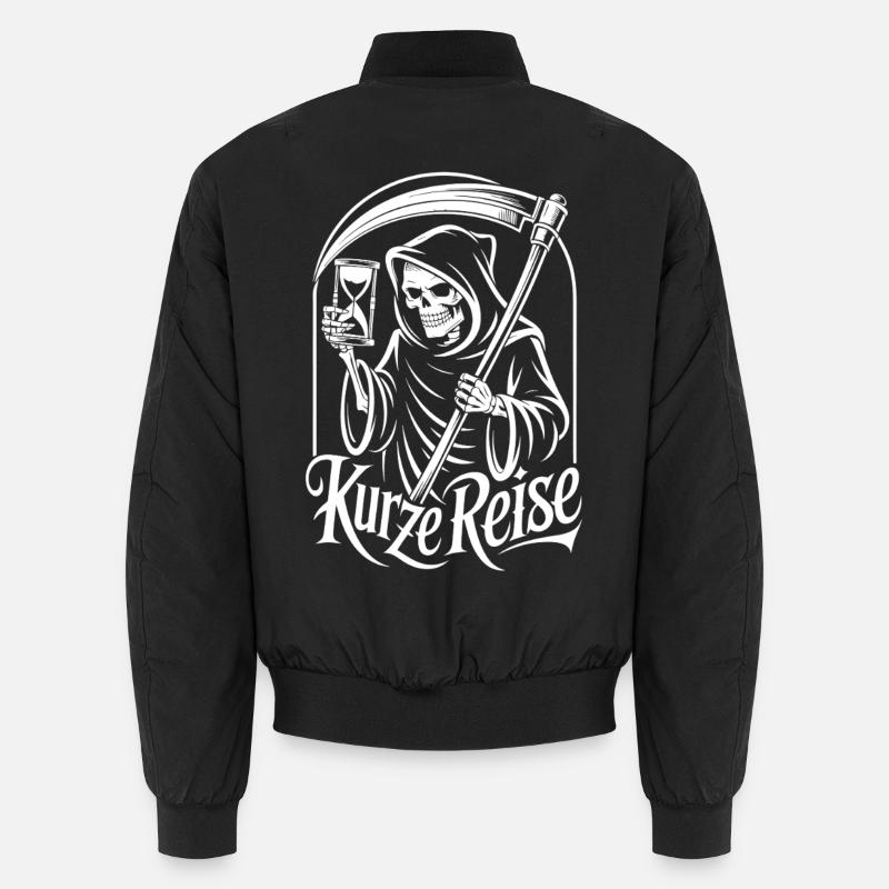 Sensenmann mit Sanduhr – No Doubts Spruch Gothic Unisex Bomberjacke