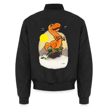 Dino Auf Berggipfel - Unisex Bomberjacke - Schwarz - Hinten - AI Model Male 185 light (185cm)