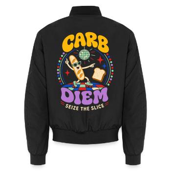 Carb Diem – Utilisez la tranche de pain - Bomber unisexe - noir - Dos - AI Model Male 185 light (185cm)