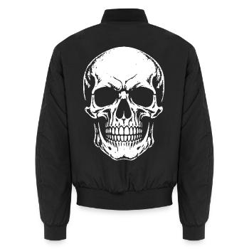 Schädel im Noir-Kontrast - Unisex Bomberjacke - Schwarz - Hinten - AI Model Male 185 light (185cm)