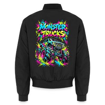 Monster Trucks Graffiti Neon - Unisex Bomberjacke - Schwarz - Hinten - AI Model Male 185 light (185cm)