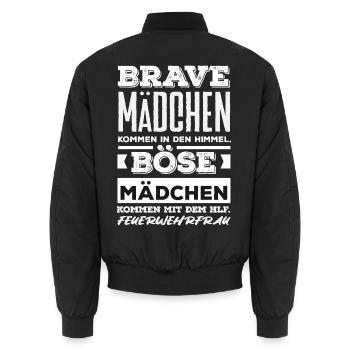 Feuerwehr Feuerwehrmann Geschenk - Unisex Bomberjacke - Schwarz - Hinten - AI Model Male 185 light (185cm)
