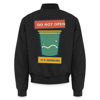 Fermentation – Nicht öffnen, es funktioniert - Unisex Bomberjacke - Schwarz - Hinten - AI Model Male 185 light (185cm)