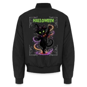Halloween black cat dancing - Unisex Bomberjacke - Schwarz - Hinten - AI Model Male 185 light (185cm)