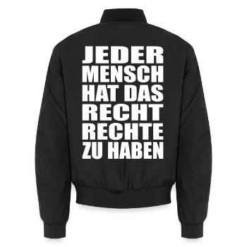 Jeder Mensch hat das Recht Rechte zu haben - Unisex Bomberjacke - Schwarz - Hinten - AI Model Male 185 light (185cm)