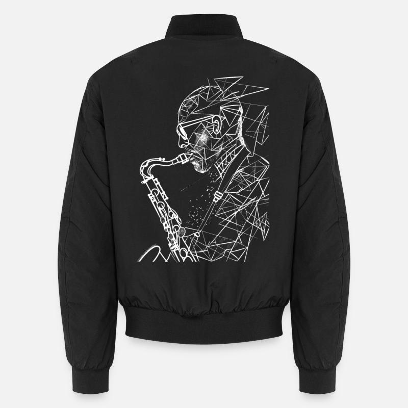 Saxophone Player Sketch - Unisex Bomber Jacket - black