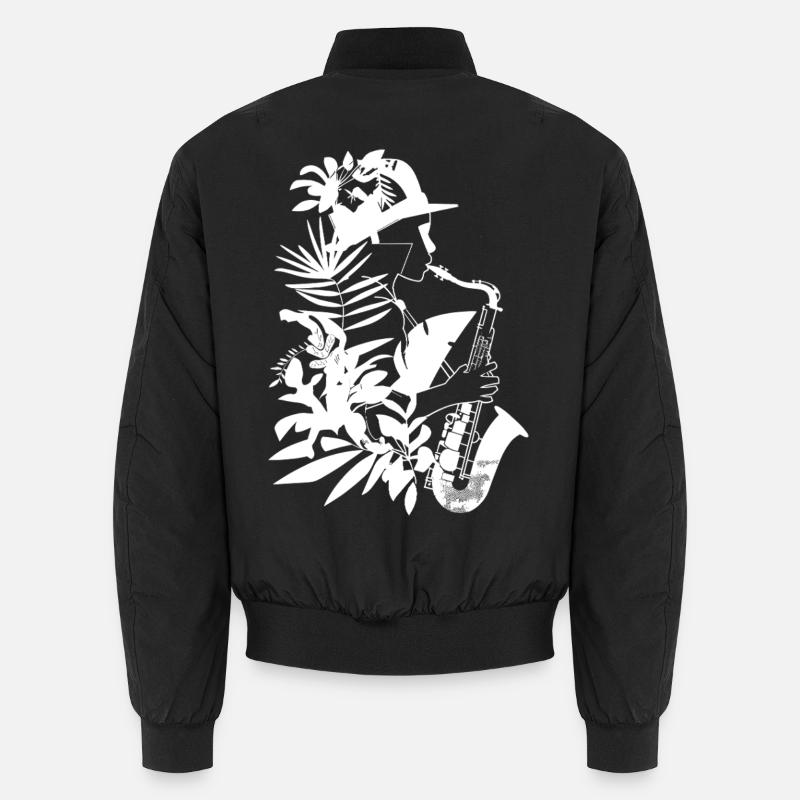 Weiblicher Saxophonist Comic Look Unisex Bomberjacke