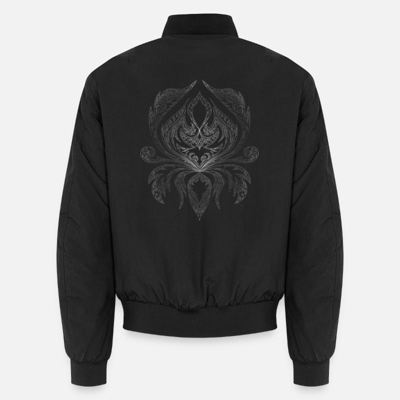 Silver Filigree Ornament Pattern Unisex Bomber Jacket
