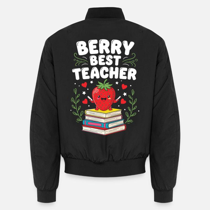 Berry Best Teacher Elementary Teacher - Unisex Bomber Jacket - black