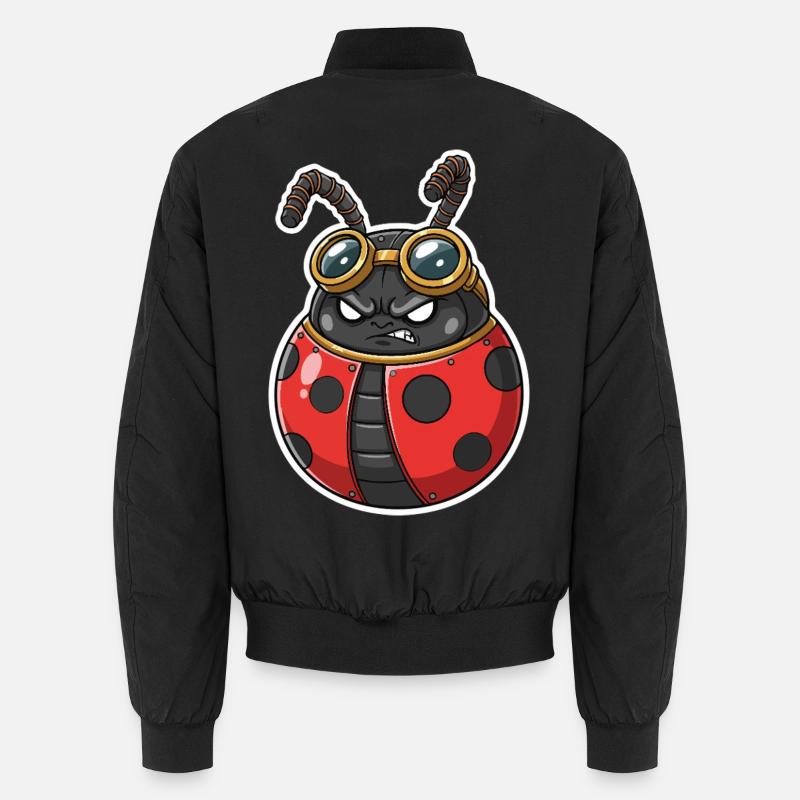 Steampunk Ladybug Rot und Chromrüstung Unisex Bomberjacke