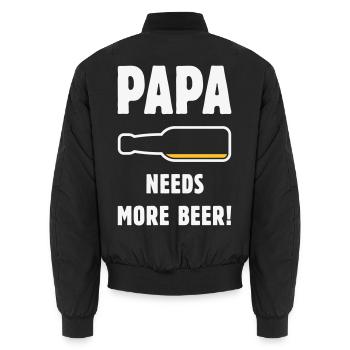Papa Needs More Beer! (Vater Papi Bier / NEG 2C) - Unisex Bomberjacke - Schwarz - Hinten - AI Model Male 185 light (185cm)