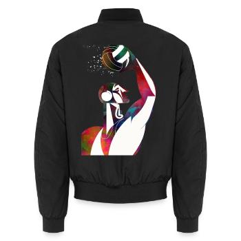 Profil eines Wasserfußballspielers - Unisex Bomberjacke - Schwarz - Hinten - AI Model Male 185 light (185cm)
