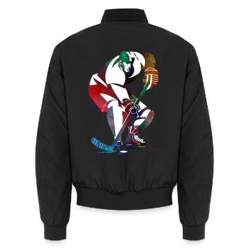 Hockey Sport Art - Unisex Bomber Jacket - black - Back - AI Model Male 185 light (185cm)