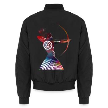 Colorful Shield Archer - Unisex Bomber Jacket - black - Back - AI Model Male 185 light (185cm)