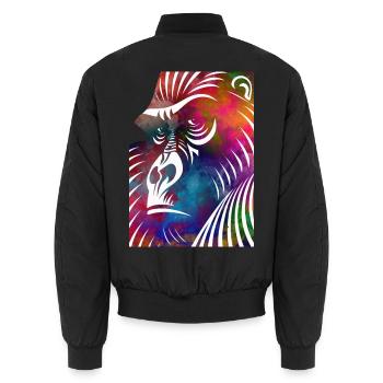 Portrait of a Gorilla - Unisex Bomber Jacket - black - Back - AI Model Male 185 light (185cm)