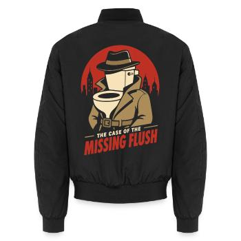 The Case of the Missing Flush – Toiletten Detektiv - Unisex Bomberjacke - Schwarz - Hinten - AI Model Male 185 light (185cm)