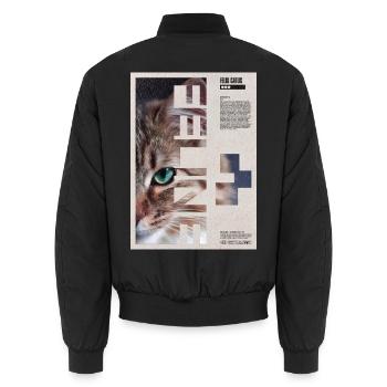 Katzenporträt-Geometrische Collage - Unisex Bomberjacke - Schwarz - Hinten - AI Model Male 185 light (185cm)