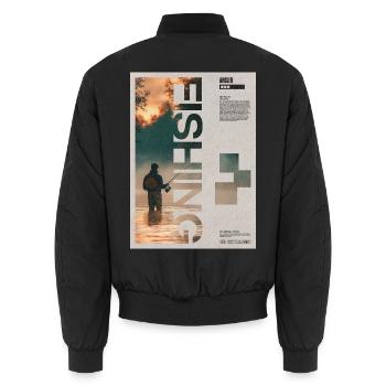 Angler Sunset Split Fisherman-Typografie - Unisex Bomberjacke - Schwarz - Hinten - AI Model Male 185 light (185cm)