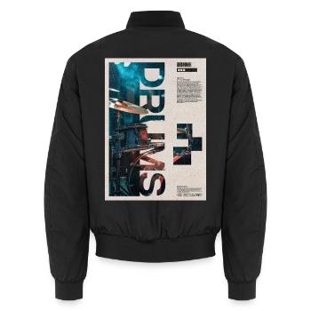 Trommel-Collage-Trommlerkunst - Unisex Bomberjacke - Schwarz - Hinten - AI Model Male 185 light (185cm)