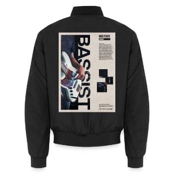 Bass Electric Bass Art - Unisex Bomberjacke - Schwarz - Hinten - AI Model Male 185 light (185cm)