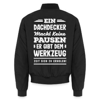 Dachdecker Spruch Lustig Handwerker Geschenk - Unisex Bomberjacke - Schwarz - Hinten - AI Model Male 185 light (185cm)