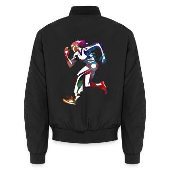 Läufer - Unisex Bomberjacke - Schwarz - Hinten - AI Model Male 185 light (185cm)