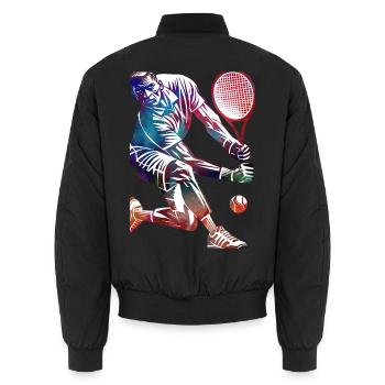 Tennisspieler - Unisex Bomberjacke - Schwarz - Hinten - AI Model Male 185 light (185cm)