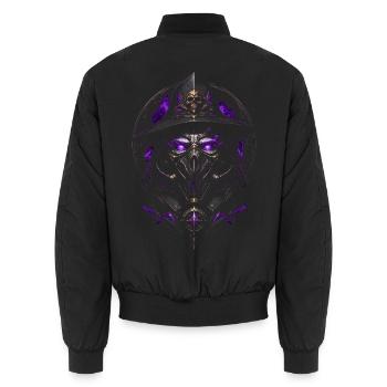 Verzierte lila okkulte dunkle Maske – Halloween - Unisex Bomberjacke - Schwarz - Hinten - AI Model Male 185 light (185cm)