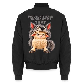 Schaf als Wolf verkleidet. - Unisex Bomberjacke - Schwarz - Hinten - AI Model Male 185 light (185cm)