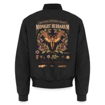 Mitternachtsherbarium Falter Flora - Unisex Bomberjacke - Schwarz - Hinten - AI Model Male 185 light (185cm)