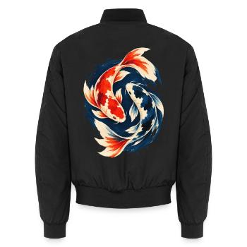 Koi Karpfen Japanischer Zierfisch - Unisex Bomberjacke - Schwarz - Hinten - AI Model Male 185 light (185cm)