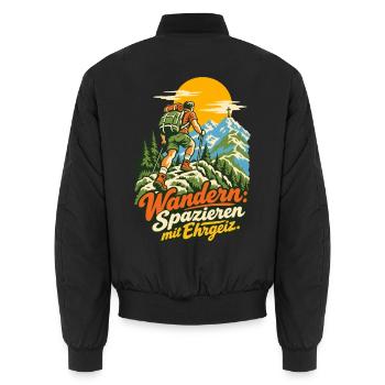 Wandern Spazieren mit Ehrgeiz - Unisex Bomberjacke - Schwarz - Hinten - AI Model Male 185 light (185cm)
