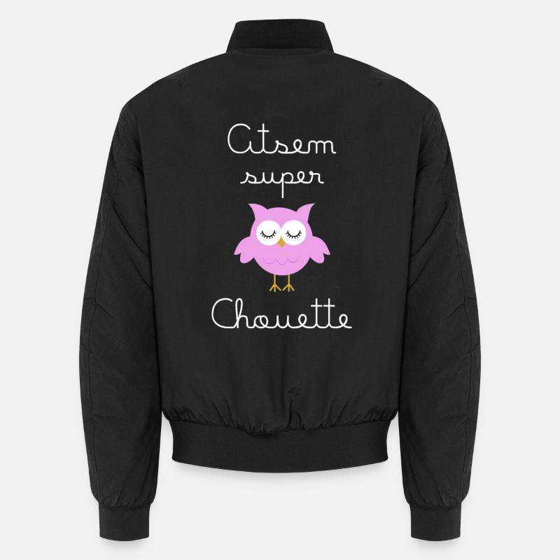 Assem Super Eule (in weiß geschrieben) - Unisex Bomberjacke - Schwarz