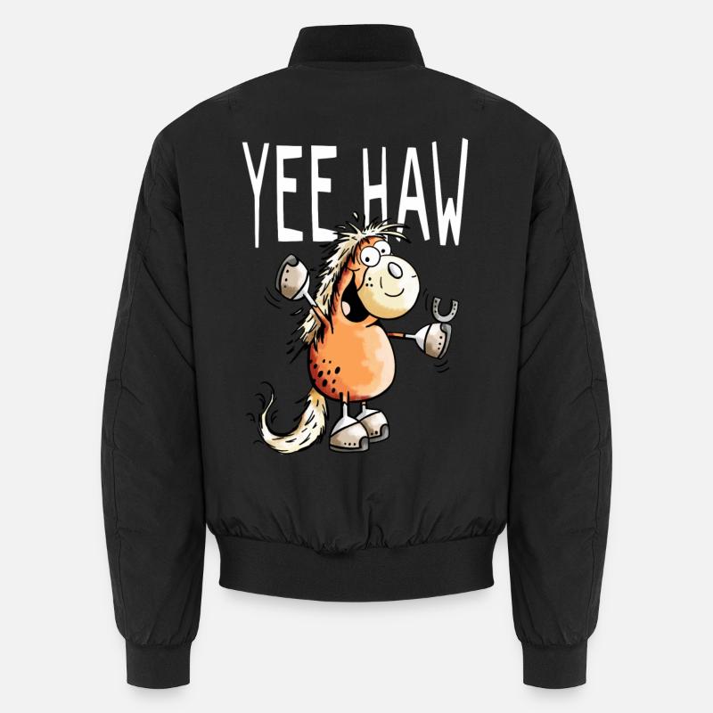 Yee Haw Cheval - Cheveaux - Comique - Bomber unisexe - noir