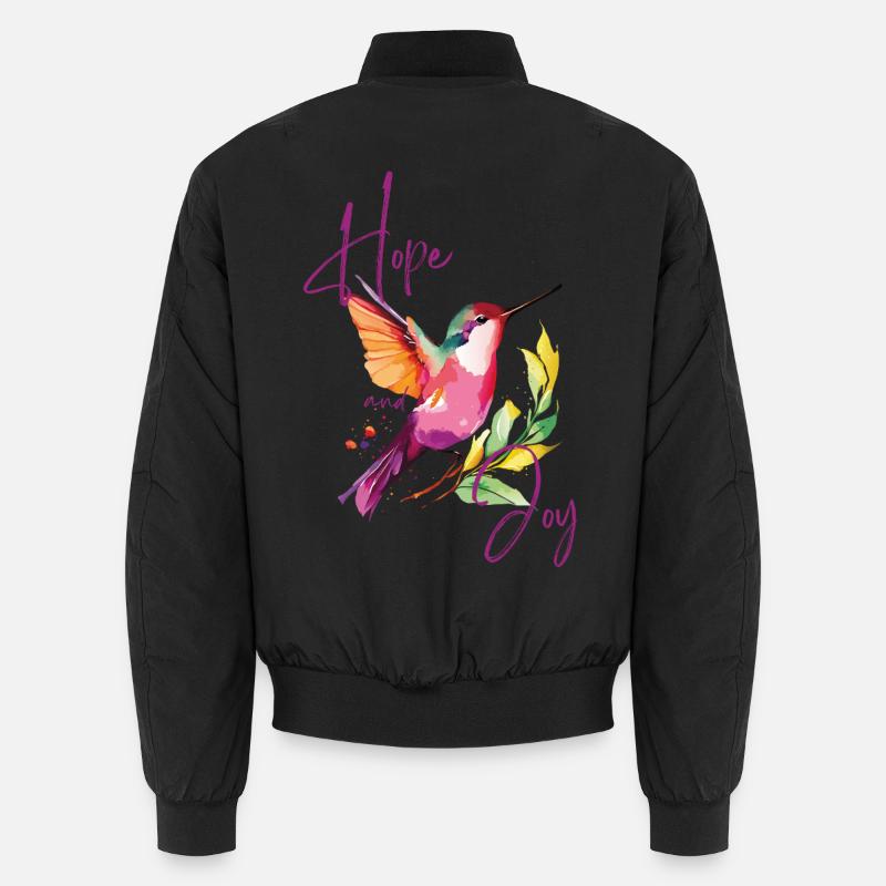 Bunter Kolibri mit Freuden- und Hoffnungsmustern Unisex Bomberjacke