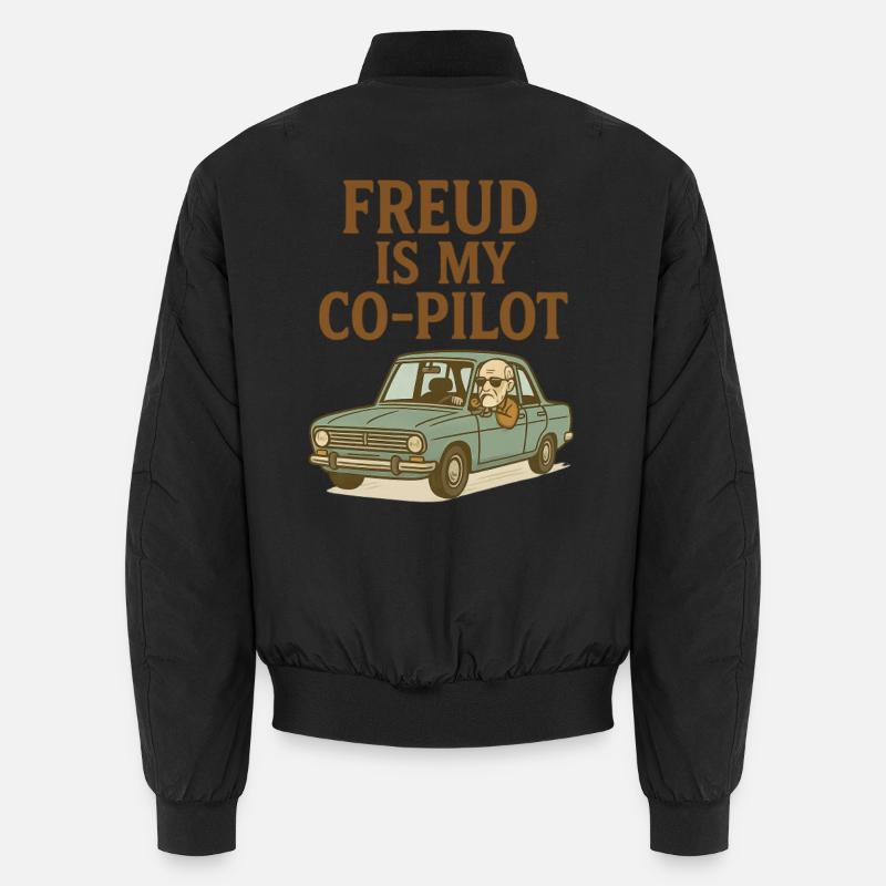 Freud is my co pilot - Unisex Bomber Jacket - black