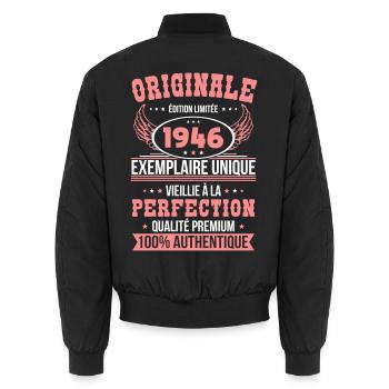 1946 – Exemplaire unique – Qualité premium - Bomber unisexe - noir - Dos - AI Model Male 185 light (185cm)