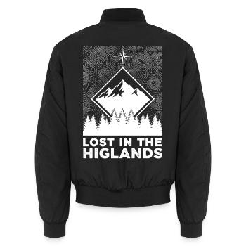 Lost In The Highlands - Unisex Bomberjacke - Schwarz - Hinten - AI Model Male 185 light (185cm)