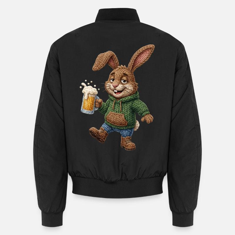 Easter Bunny Beer Bunny Beer Glass Party Celebrate Easter Unisex Bomber Jacket