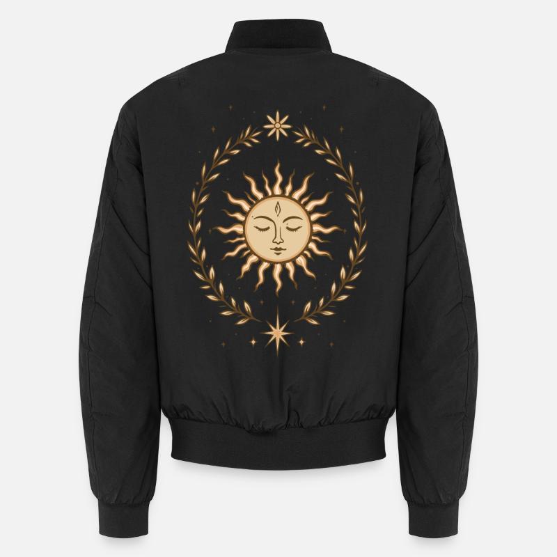 Mittsommer Sonne – Spirituelles Boho Motiv - Unisex Bomberjacke - Schwarz