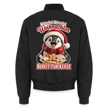 Watschel Watschel Weihnachten Pinguin - Unisex Bomberjacke - Schwarz - Hinten - AI Model Male 185 light (185cm)