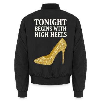 Talons hauts pailletés – Ce soir commence par... - Bomber unisexe - noir - Dos - AI Model Male 185 light (185cm)