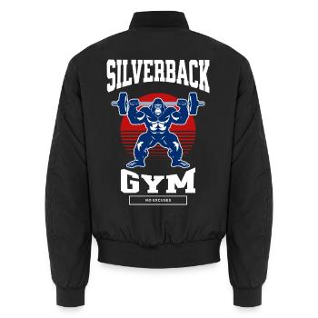 Gym Shirt – Silverback Gym - Unisex Bomberjacke - Schwarz - Hinten - AI Model Male 185 light (185cm)