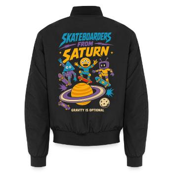 Skateboarders from Saturn - Unisex Bomber Jacket - black - Back - AI Model Male 185 light (185cm)