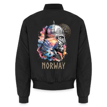 Norway Wikinger Fjord Runen - Unisex Bomberjacke - Schwarz - Hinten - AI Model Male 185 light (185cm)