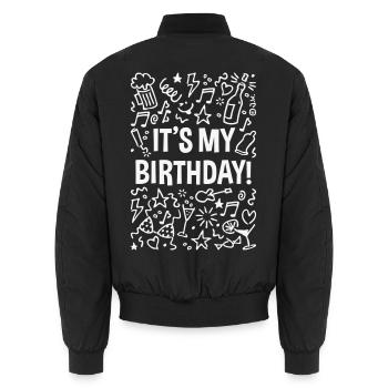 It’s My Birthday! (Geburtstag / Party / White) - Unisex Bomberjacke - Schwarz - Hinten - AI Model Male 185 light (185cm)