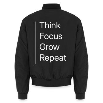 Thom Focus Grow Repeat - Unisex Bomberjacke - Schwarz - Hinten - AI Model Male 185 light (185cm)
